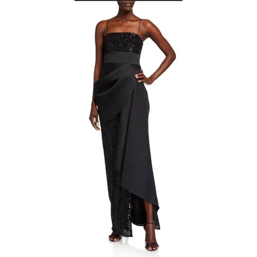 JAY GODFREY  Amira Sequined Mesh Gown With Draped Front Sz 10‎ Dress